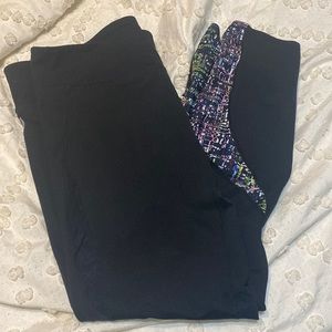 Fabletics XL black and multi colored compression leggings